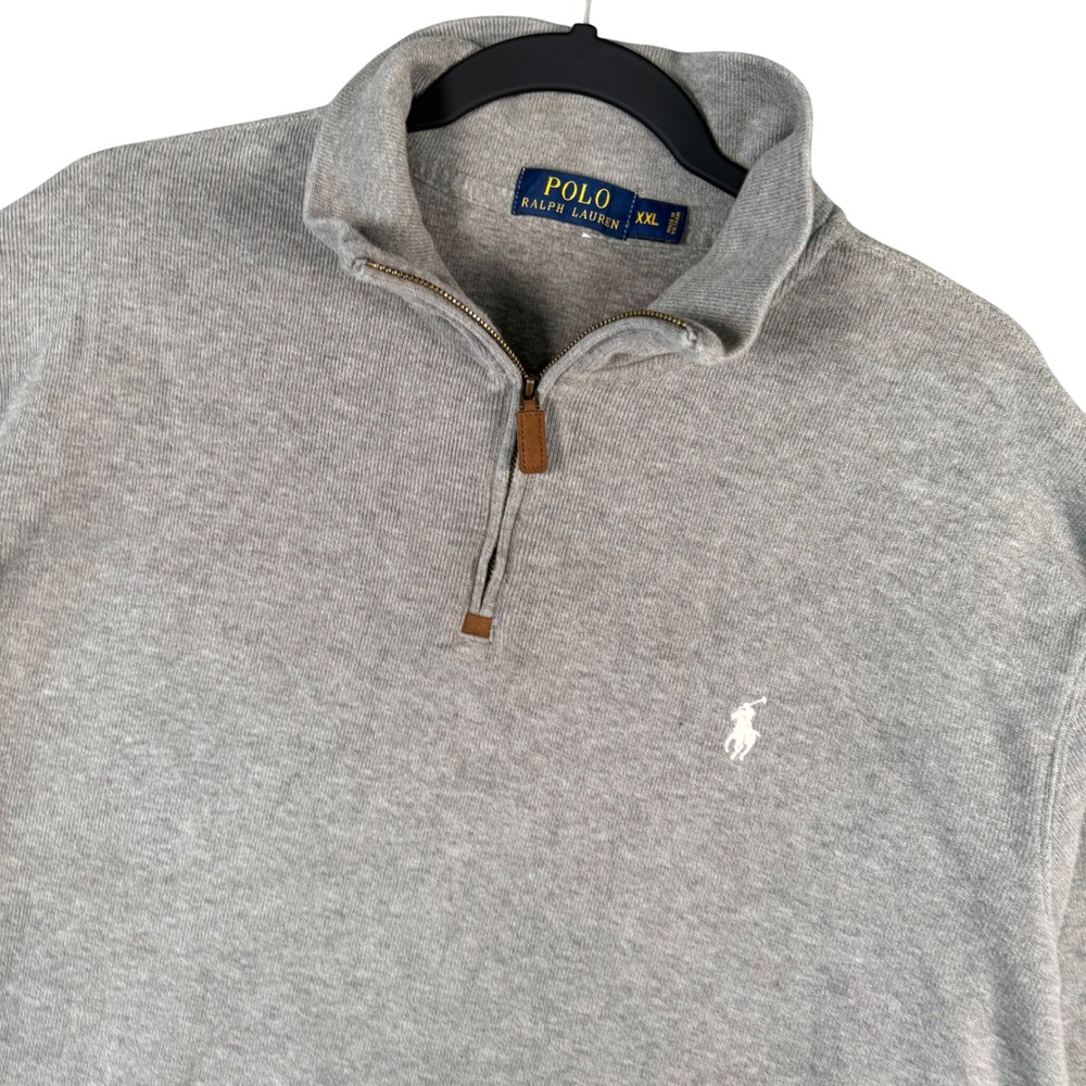 Polo‎ Ralph Lauren Mens XXL Gray 1/4 Zip Pullover Athletic Preppy Casual Knit